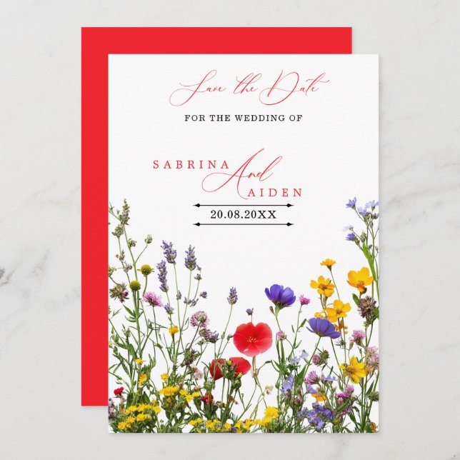 Save The Date Elégante Fleur Fleur Fleur Fleur Fleur Fleur Jardi (Devant / Derrière)