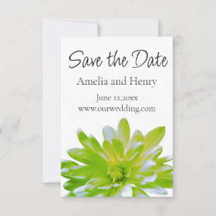 Save The Date Élégante fleur florale verte douce et légère