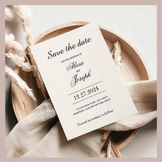 Save The Date Élégante Fleur Noire Vintage Enregistrer la Date