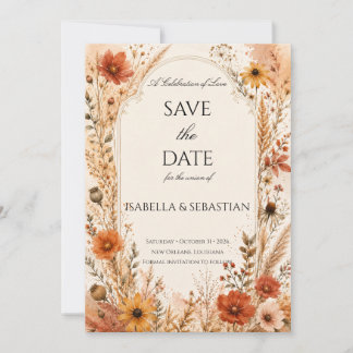 Save The Date Élégante Fleur Sauvage d'Automne