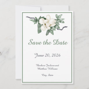 Save The Date Élégante floraison de Magnolia Blanche