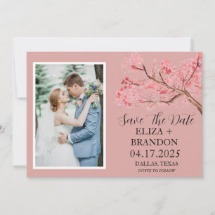Save The Date Élégante floraison rose cerise