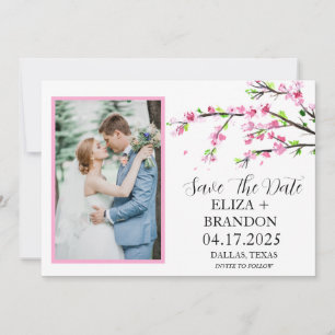 Save The Date Élégante floraison rose cerise