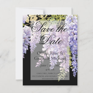 Save The Date Elégante glycine d'aquarelle bleu violet doux