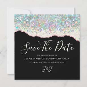 Save The Date Élégante Holographie Parties scintillant brillante