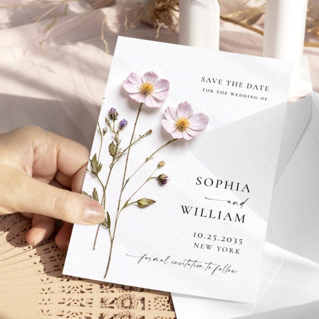 Save The Date Élégante impression de fleurs bohèmes pastel pour  (Créateur téléchargé)