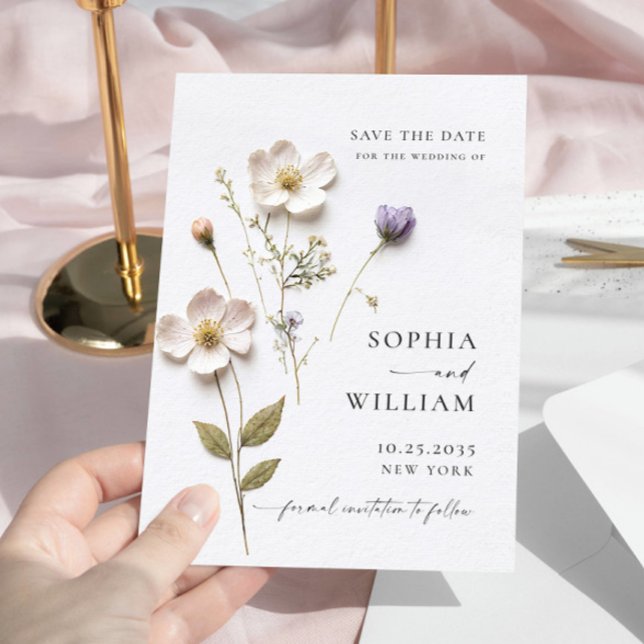 Save The Date Élégante impression de fleurs bohèmes pastel pour  (Créateur téléchargé)