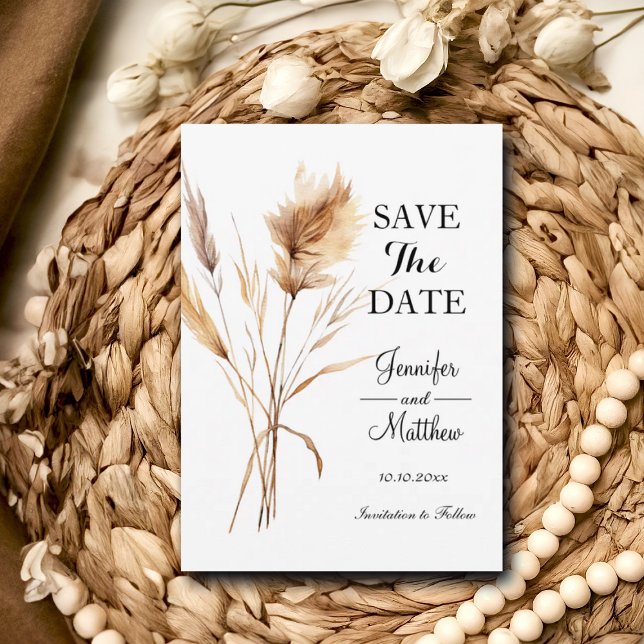 Save The Date Élégante laiton Pampas 5x7" (Créateur téléchargé)