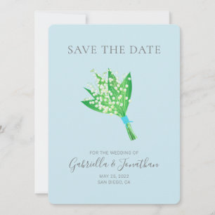 Save The Date Elégante Lys de la Vallée Bouquet Bleu