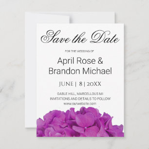 Save The Date Elégante magenta rose hydrangée florale roses