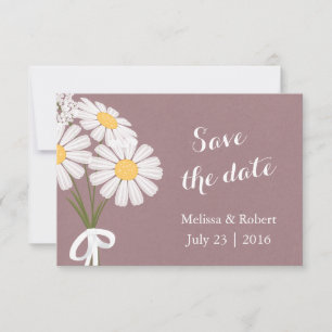 Save The Date Élégante marguerite florale blanche Sauvez la date