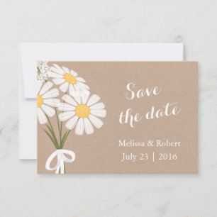 Save The Date Élégante marguerite florale blanche Sauvez la date