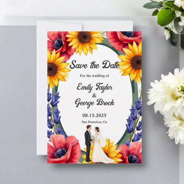 Save The Date Élégante mariée et Mariage floral d'été (Créateur téléchargé)