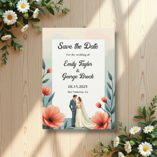 Save The Date Élégante Mariée Romantique Et Mariage Floral