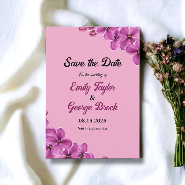 Save The Date Elégante orchidée fleur Dusty Rose Floral Mariage (Créateur téléchargé)