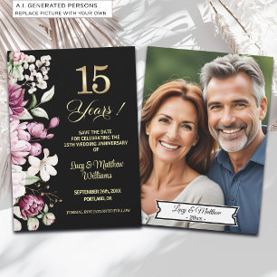 Save The Date Élégante Photo d'anniversaire de mariage de 15 ans