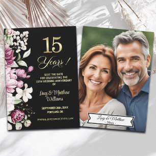 Save The Date Élégante Photo d'anniversaire de mariage de 15 ans