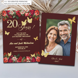 Save The Date Élégante Photo d'anniversaire de mariage de 20 ans