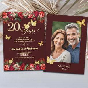 Save The Date Élégante Photo d'anniversaire de mariage de 20 ans
