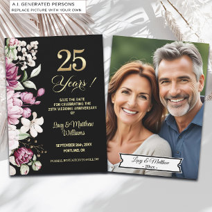 Save The Date Élégante Photo d'anniversaire de mariage de 25 ans