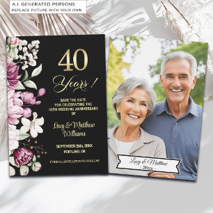 Save The Date Élégante Photo d'anniversaire de mariage de 40 ans