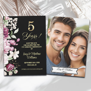 Save The Date Élégante Photo d'anniversaire de mariage de 5 ans