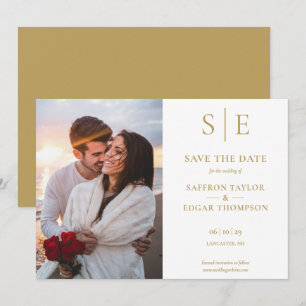 Save The Date Élégante Photo de Mariage au Monogramme d'Or
