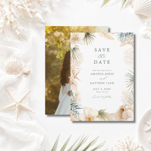 Save The Date Élégante Photo de Mariage de Plage Côtière