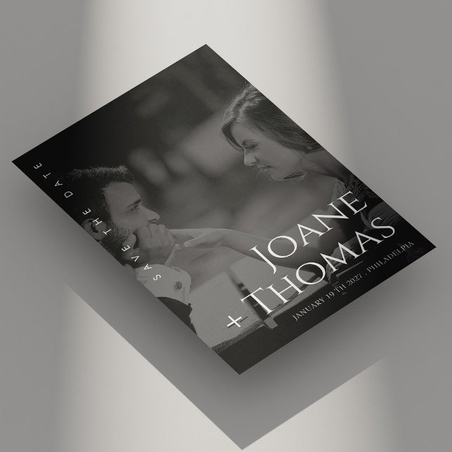 Save The Date Élégante Photo de Mariage en Police Romaine "Save  (Elegant Roman Font Photo Wedding Save the Date)