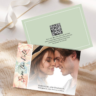 Save The Date Elégante photo de mariage florale aquarelle