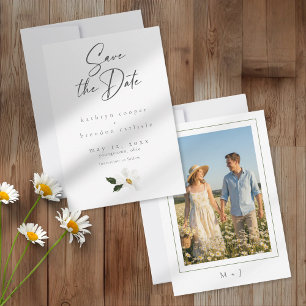 Save The Date Élégante Photo de Mariage Minimaliste à l'Aquarell