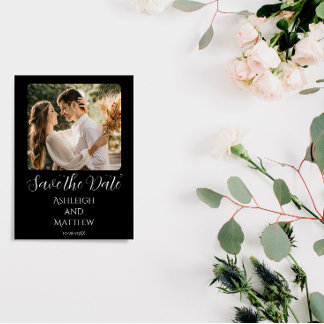 Save The Date Elégante photo en noir et blanc