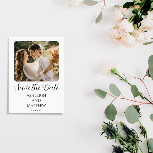 Save The Date Élégante photo en noir et blanc Enregistrer la dat (Créateur téléchargé)