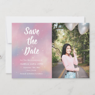 Save The Date Elégante photo Galaxy Quinceanera Enregistrer la d