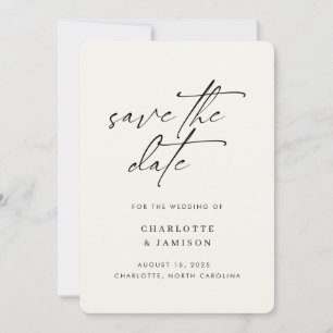Save The Date Élégante Photo Ivoire de Style Moderne Minimaliste