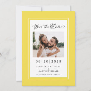 Save The Date Élégante photo jaune Enregistrer Le Fiançailles