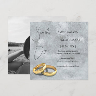 Save The Date Elégante photo minimaliste de la fleur d'aquarelle