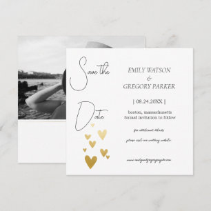 Save The Date Elégante photo minimaliste d'or Coeur