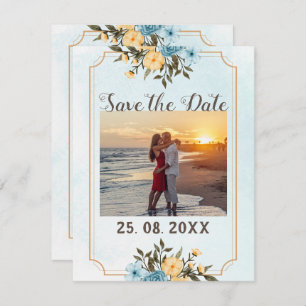 Save The Date Elégante photo moderne Aquarelle Mariage floral