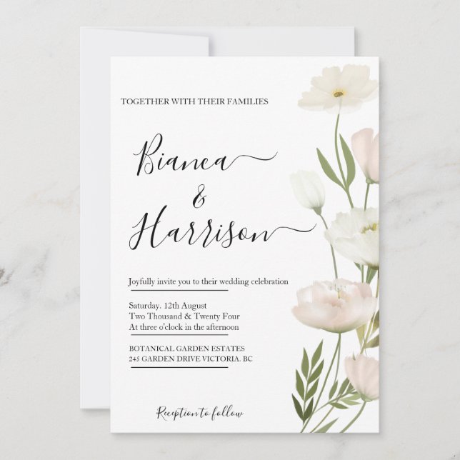 Save The Date Élégante photo Pink Peony (Devant)