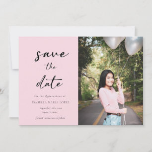 Save The Date Élégante photo Pink Quinceanera Enregistrer la dat