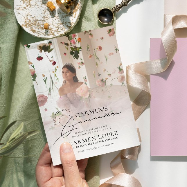 Save The Date Elégante photo Quinceanera (Créateur téléchargé)