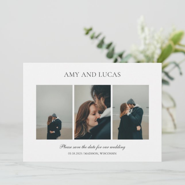 Save The Date Élégante Photo Simple Mariage (Debout devant)