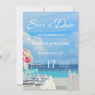 Save The Date Élégante plage Floral Ocean Beach Été Économisez l
