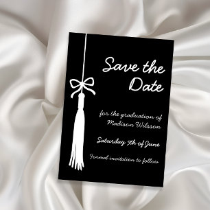 Save The Date Élégante remise de diplôme minimaliste noir et bla