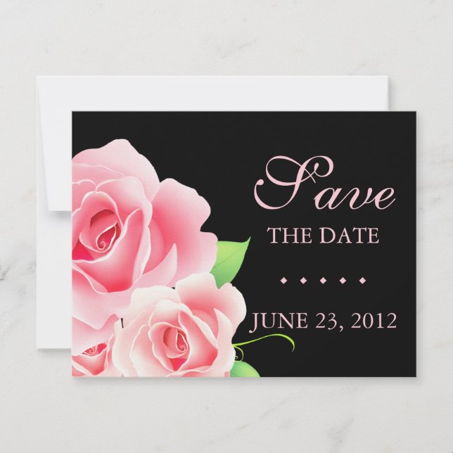Save The Date Élégante Rose rose Enregistrer la date [Noir] (Devant)