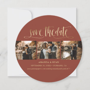Save The Date Élégante Terracotta et Mariage d'or Photo