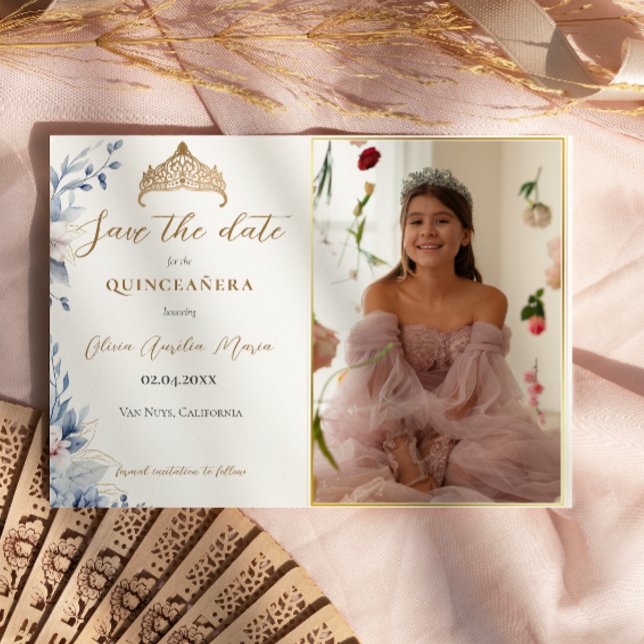 Save The Date Elégante Tiara Quinceañera Photo Enregistrer la da (Créateur téléchargé)