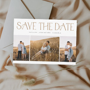 Save The Date Élégante typographie 3 Photo Collage Mariage