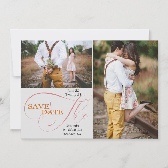 Save The Date Élégante typographie de script 2 Photo Enregistrer (Devant)